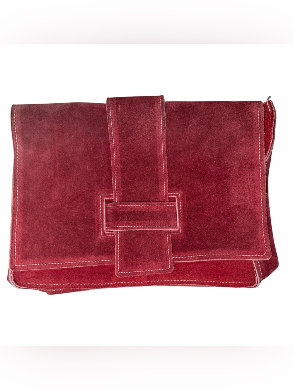 Vintage Suede Leather Made In Argentina Envelope Clutch Burgundy Southwestern